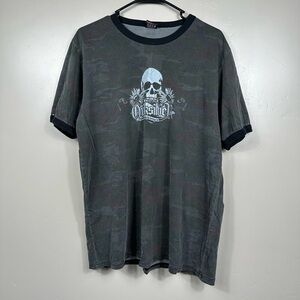 Quicksilver Men’s Vintage Camo Skull Graphic Short Sleeve T Shirt Size Large
